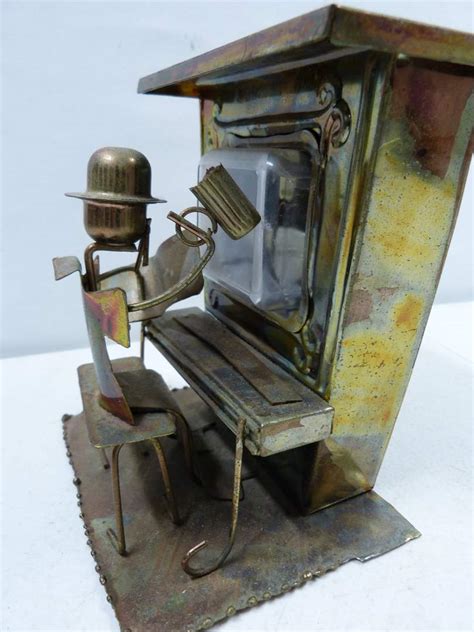 metal piano man music box|Berkeley Designs Copper/Metal Piano Man & Guitar Player Music .